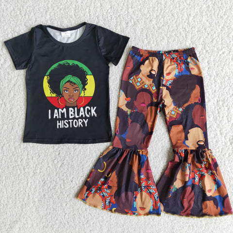 I am black history black Girl's Short Sleeves Set