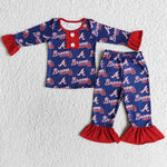 6 A30-17 Atlanta Braves Navy Baseball Sports Te Girl's Pajamas