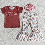 She is a wildflower floral with bow Girl's Set