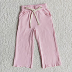 Fashion Light Pink Cotton Wide Leg Pants Girl's Pants