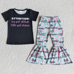 SALE B1-20 ATTENTION Black with bow Girl's Set