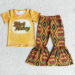 Black History Yellow Girl's Short Sleeves Set