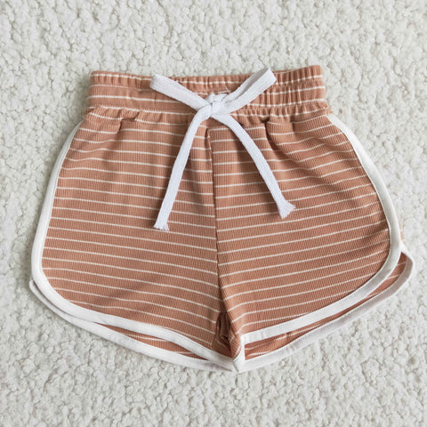 New #6 dark khaki stripe hot baby Girl's shorts
