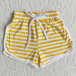 New yellow wide stripes hot baby Girl's shorts