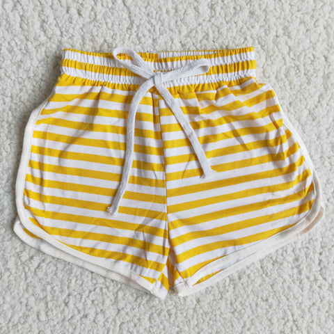 New yellow wide stripes hot baby Girl's shorts