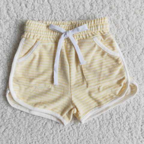 New light yellow stripes hot baby Girl's shorts