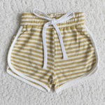 New dark green wide stripes hot baby Girl's shorts