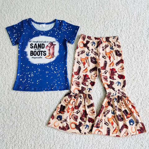 SALE B8-30 SAND BOOTS Blue cowboy hat Girl's Set