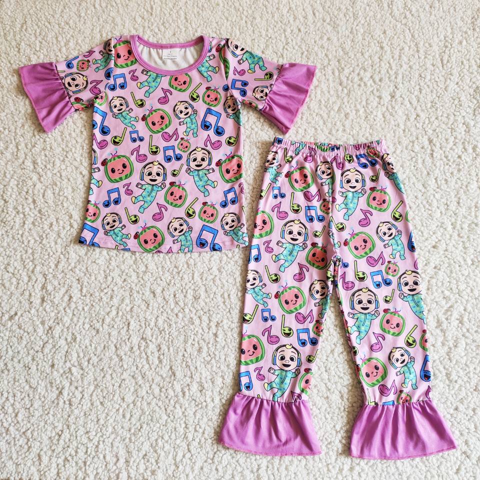 SALE B1-12 Girl's Pink Cartoon Short Sleeves Pajamas – Amy yu garments ...