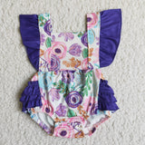 SALE B3-27 Purple Flower Ruffles Girl's Romper