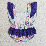 SALE B3-27 Purple Flower Ruffles Girl's Romper