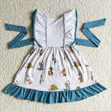 Easter Bunny Rabbit Baby Blue Flower Cute Girl's Dress