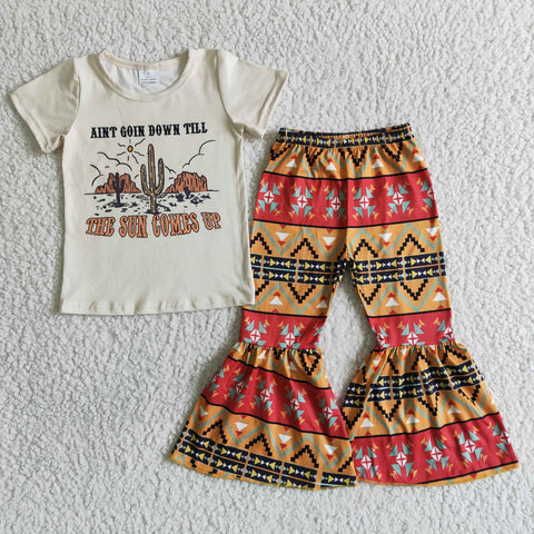 SALE B14-28 The Sun Comes Up Cactus Western Girl's Set
