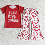 SALE B16-25 PEACE LOVE CRAWFISH Red Girl's Set