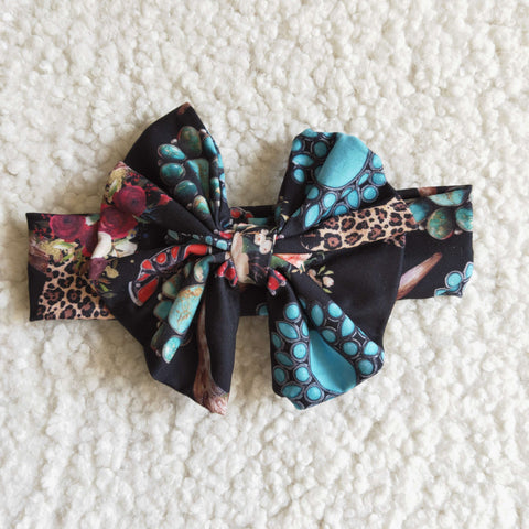 Sweet Home Cow Western Baby Headwear Bow