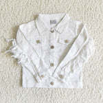 Fashion Denim Jacket With Tassel White Color