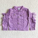 6 A32-19 Fashion Denim Jacket With Tassel Purple Color