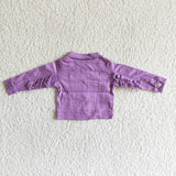 6 A32-19 Fashion Denim Jacket With Tassel Purple Color