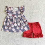 A10-5-1 Baseball Babe Red Girl's Shorts Set