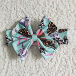 YEEHAW Hat Cactus Leopard Blue With Bow Girl's Set
