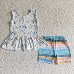 SALE GSSO0011 Summer Rainbow Colorful Cute Girl's Shorts Set