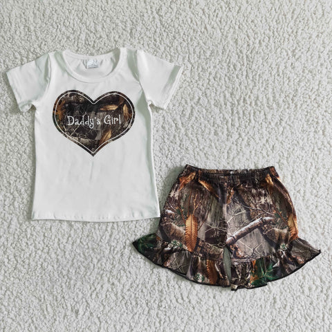 SALE GSSO0004 Daddy's Girl Camo Branches Girl's Shorts Set