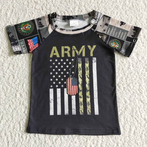 SALE C7-2 Army Flag Boy's Short Sleeves Shirt Top