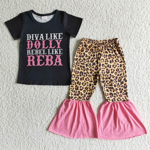 Girl's Movie characters REBA Black Pink Leopard Set