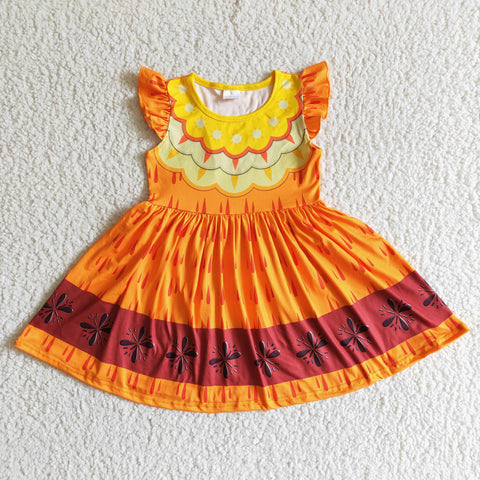 GSD0006 New Hot Selling Princess Dress Orange Flower girl Girl's Dress