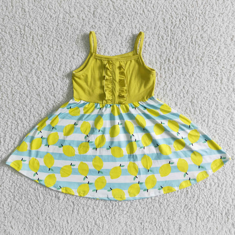 SALE A13-2 New Summer Yellow Lemon Stripe Girl's Dress