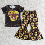 SALE GSPO0010 New Sunflower Cow Cattle Black Girl's Set