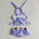 Summer Cartoon Purple Flower girl Girl's Swimsuit