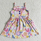 SALE GSD0026 New Cute Lemon Fruit With Pockets Girl's Dress