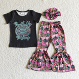 SALE GSPO0039 Buckle Up Buffercup Black With Bow Three Pcs Girl's Set