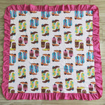 Baby Western Boots Pink Hot Blanket