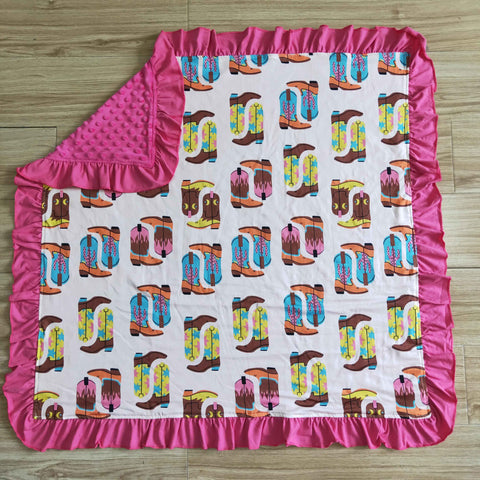 Baby Western Boots Pink Hot Blanket
