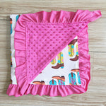 Baby Western Boots Pink Hot Blanket