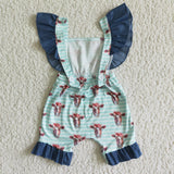 SR0004 New Cute Cow Blue Girl's Romper