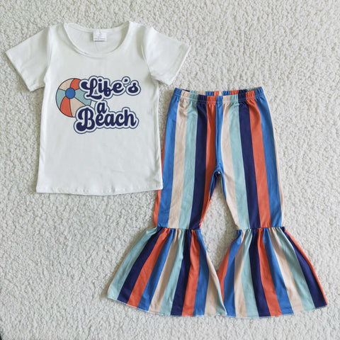 Libe's a Beach Ball Colorful Stripe Girl's Set