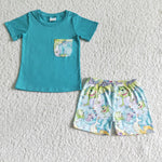 SALE BSSO0021 New Cartoon Blue Boy's Shorts Set