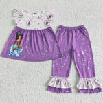 GSPO0058 Cartoon Princess Castle Purple Girl's Set