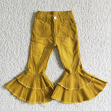 Fashion Turmeric Yellow Jeans Denim Flared Pants