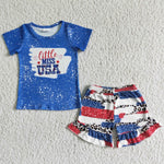 NC0005 Little Miss USA Girl's Shorts Set