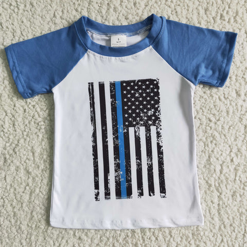 SALE A9-17 National Flag Blue Boy's Short Sleeves Shirt Top