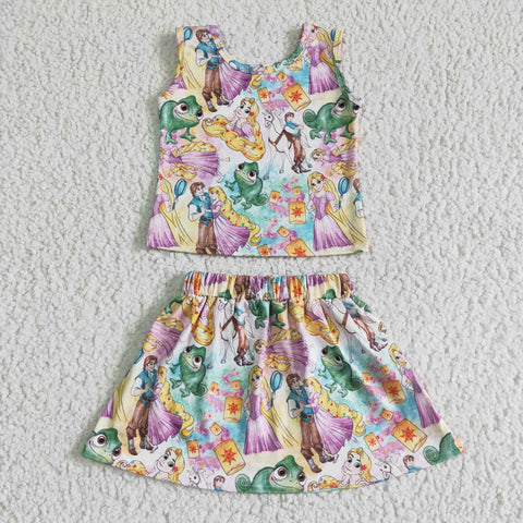 SALE GSD0040 Princess Pink Cartoon Frog Girl's Skirt Set