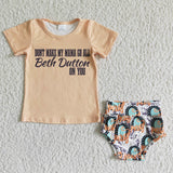SALE GBO0006 Summer Beth Dutton On You Western Baby Bummie Girl's Set