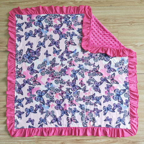 Baby Butterfly Pink Ruffles Hot Blanket
