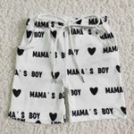 MAMA'S BOY Black White With Pocket Boy's Shorts