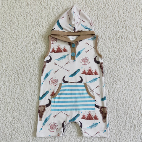 SALE SR0014 Bull Cow Stripe Hoodie Boy's Romper