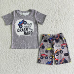 SALE BSSO0070 CRASH HARD Grey SUV Boy's Shorts Set